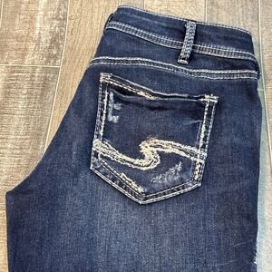 Silver Jeans‎ Co. Women's Distressed Dark Wash Ankle Jeans Size 31x22.5